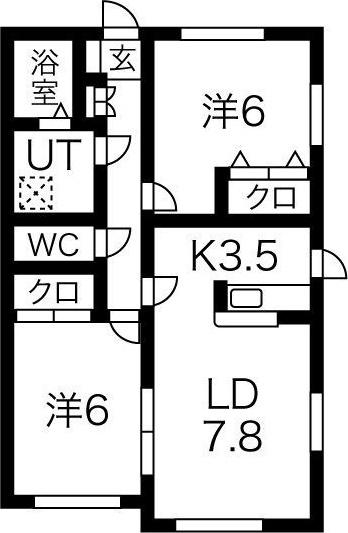 ラシーヌB(2LDK/2階)の間取り写真