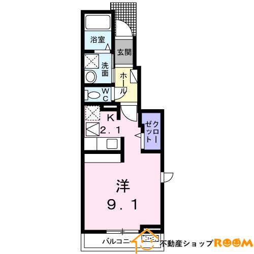 リバーイーストII(1K/1階)の間取り写真