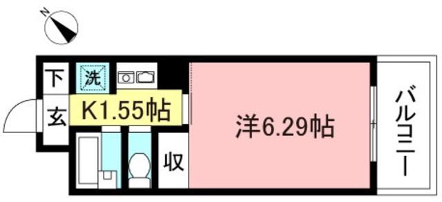 パレス登戸(1K/3階)の間取り写真
