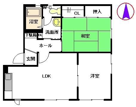 ディアスMS B棟(2LDK/1階)の間取り写真