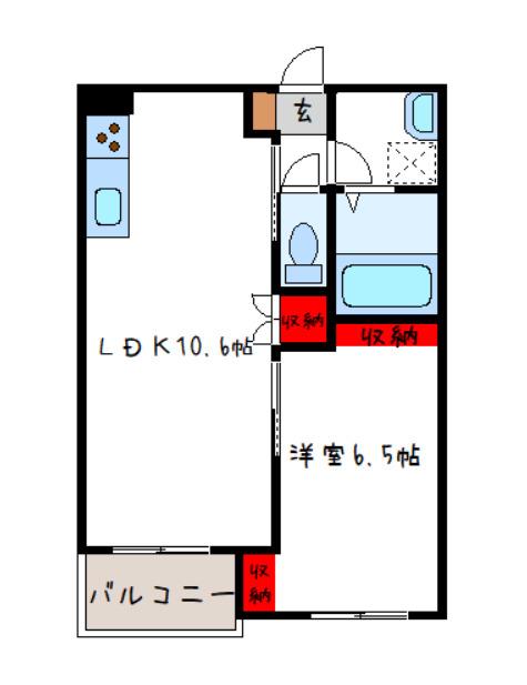 リアノーラ平野ウエスト(1LDK/1階)の間取り写真