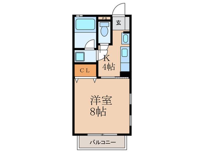 シーハイル(1K/1階)の間取り写真