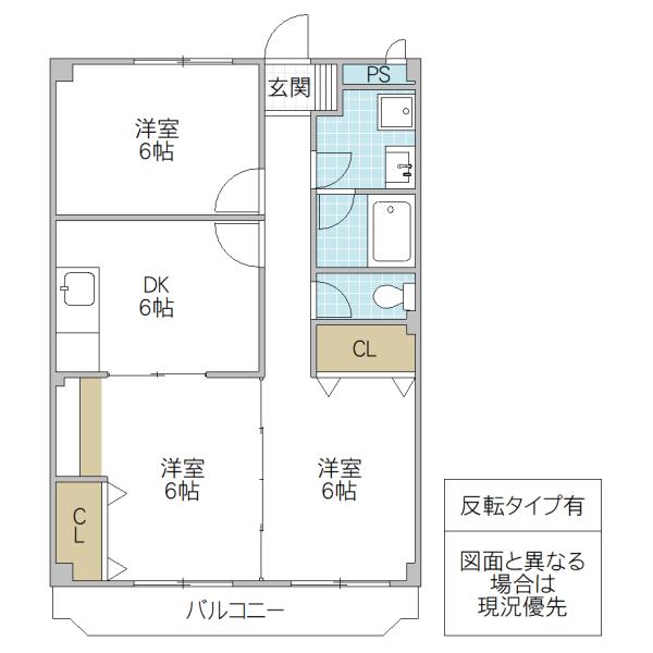 ニューマリッチ栗原(3DK/1階)の間取り写真