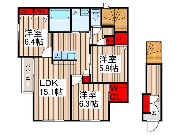 ECRASIE(3LDK/2階)の間取り写真