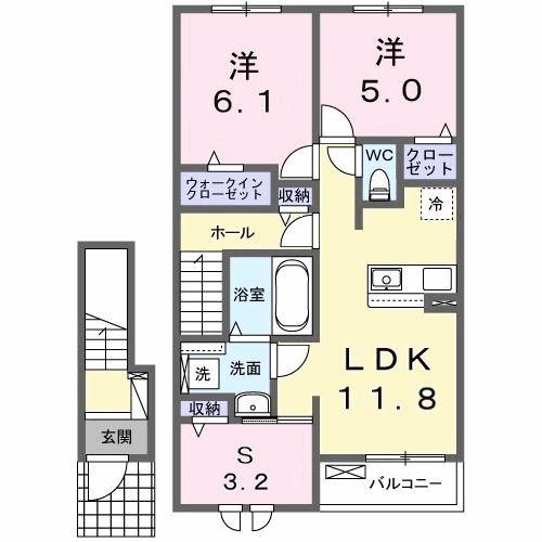 テラス M3 I(2LDK/2階)の間取り写真