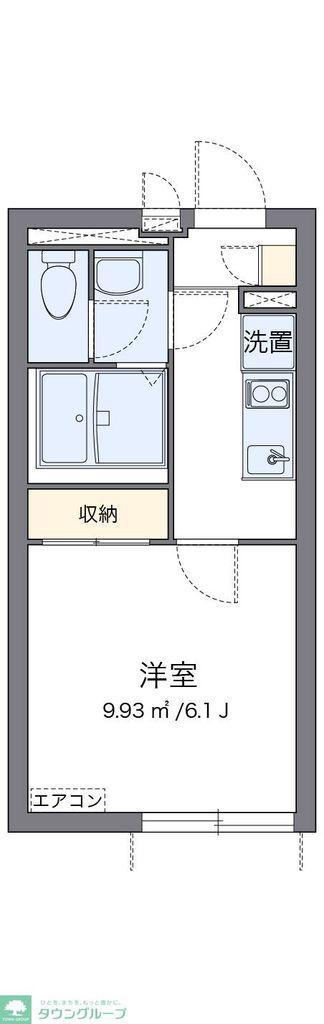 クレイノZERO 2(1K/2階)の間取り写真