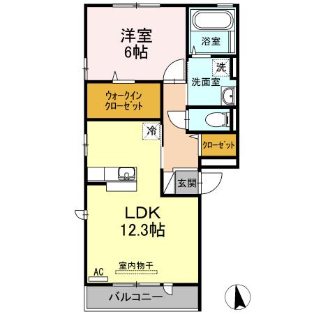 ELLIS C棟(1LDK/3階)の間取り写真