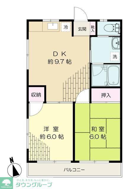 ラピュタTAMA(2DK/3階)の間取り写真