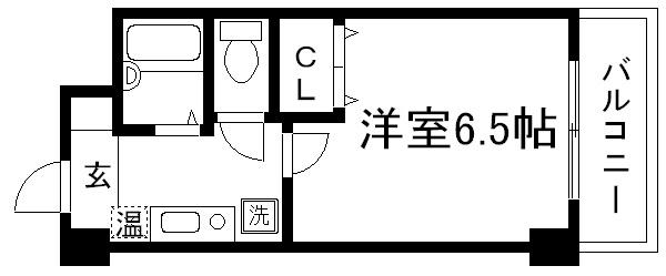 二条CUBE(1K/2階)の間取り写真