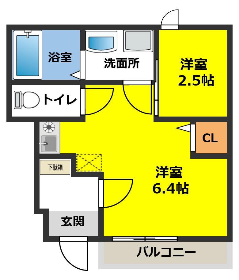 LEVARE(1SK/1階)の間取り写真