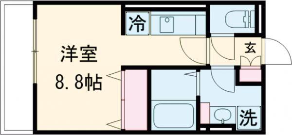 LE DOME西霞(ワンルーム/1階)の間取り写真