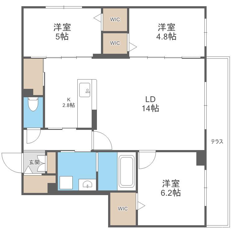 SーRESIDENCE豊平公園ALORIA(3LDK/3階)の間取り写真