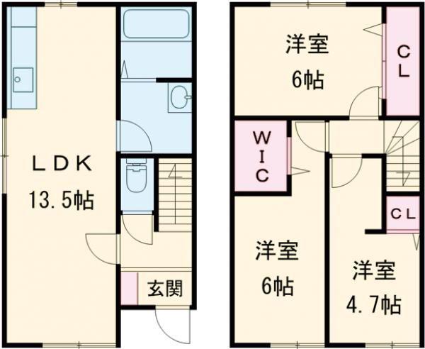 JR鹿児島本線 久留米駅 徒歩43分 2階建 新築(3LDK/1階)の間取り写真