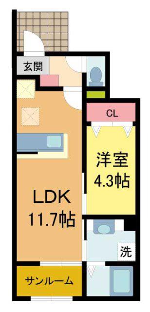CASA VERDE(1LDK/1階)の間取り写真