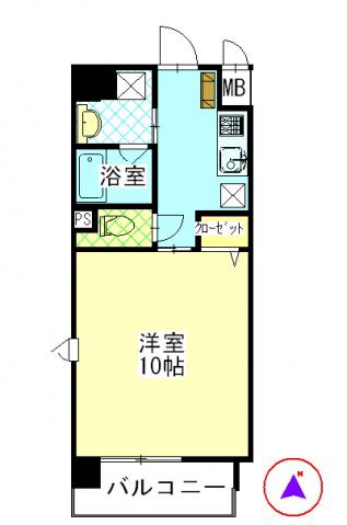 柳町Aマンション(1K/2階)の間取り写真