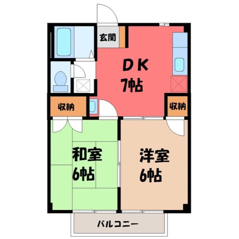 ドマーニA(2DK/1階)の間取り写真