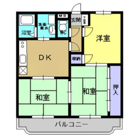 グレースハイム(3DK/2階)の間取り写真