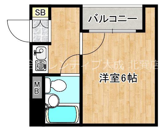 ヴェルテ北巽(1K/4階)の間取り写真
