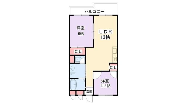 第2林マンション(2LDK/4階)の間取り写真