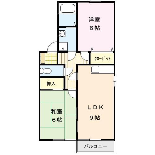 ガーデニアII(2LDK/2階)の間取り写真