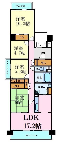 キャッスルコート飯田(4LDK/4階)の間取り写真