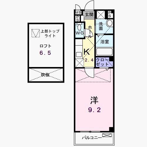 プリマヴェーラ(1K/2階)の間取り写真