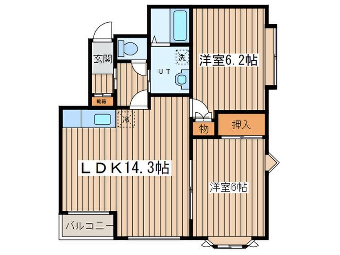フローラN14(2LDK/2階)の間取り写真