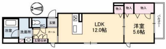 シャーメゾン隅の浜(1LDK/2階)の間取り写真