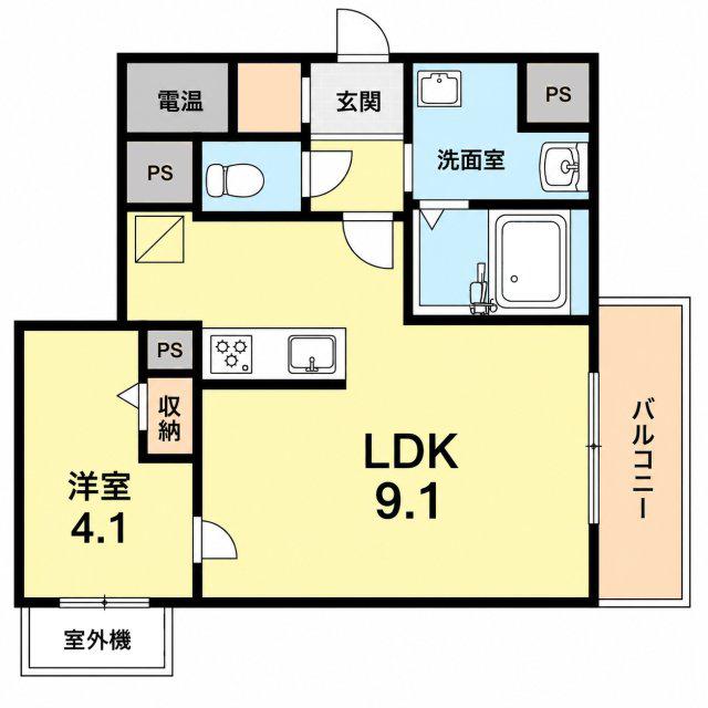 プレミアコート(1LDK/4階)の間取り写真