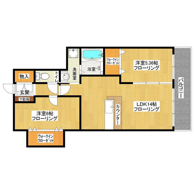 プレジュール弐番館(2LDK/2階)の間取り写真