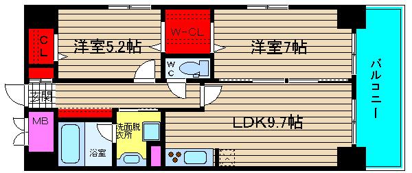 アネスト北堀江(2LDK/5階)の間取り写真