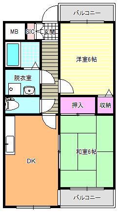 エターナル大昭和(2LDK/4階)の間取り写真