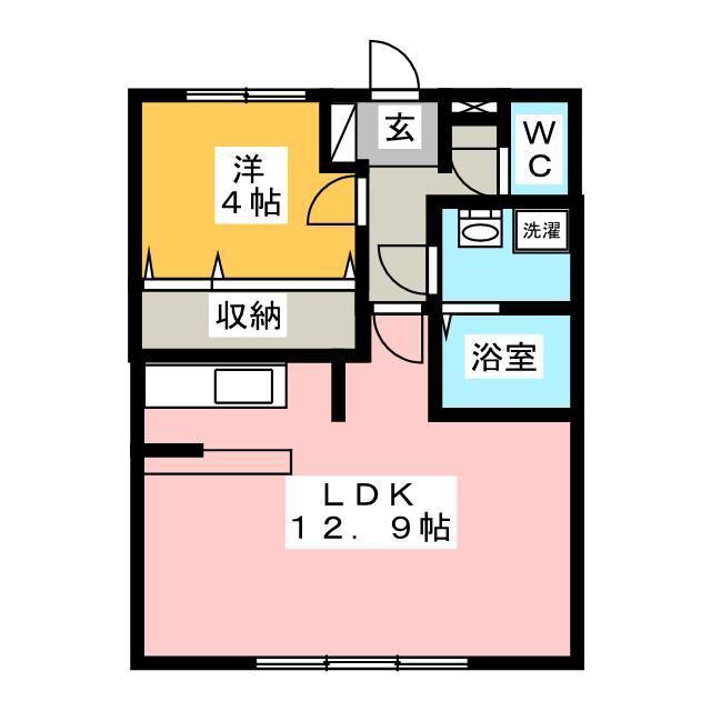 グレース渚(1LDK/1階)の間取り写真
