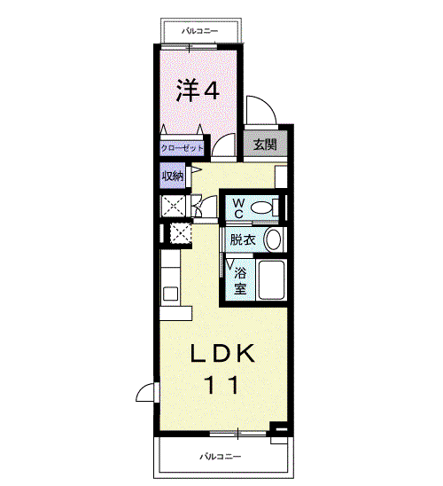 カーサフィオーレ(1LDK/3階)の間取り写真