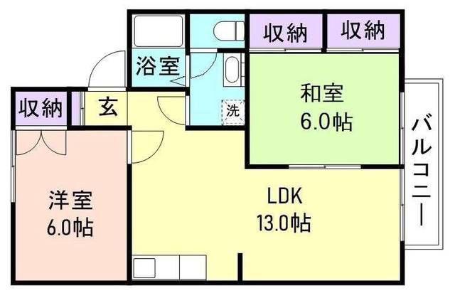 セジュール紀ノ川II(2LDK/1階)の間取り写真