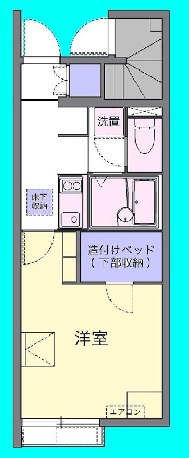 ウエストスプリング(1K/1階)の間取り写真