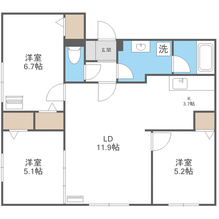BRIGHT GARDEN 209(3LDK/2階)の間取り写真