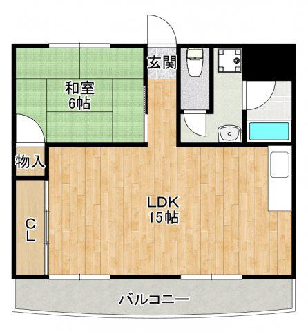 スタシア緑地公園(1LDK/3階)の間取り写真