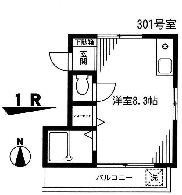 ロイヤル豊島(ワンルーム/3階)の間取り写真
