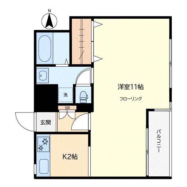 学芸大ホークパレス(1K/2階)の間取り写真