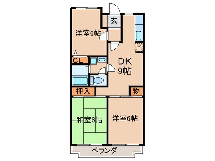 グリーンサム壱番館(3DK/1階)の間取り写真
