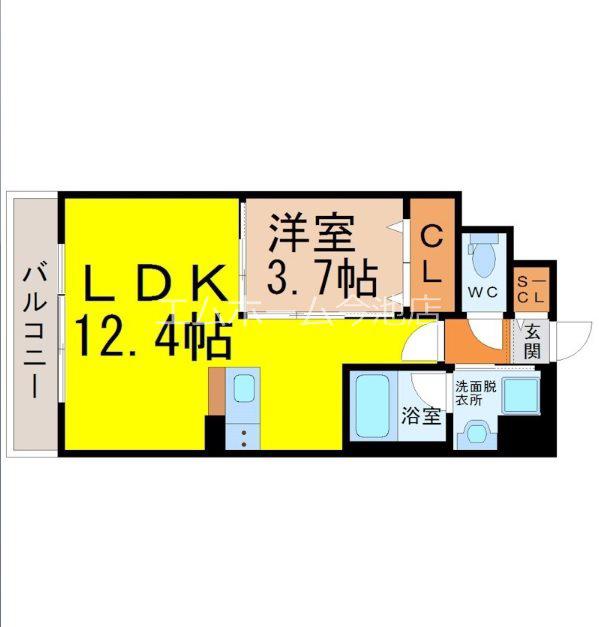 ポルタニグラ千種(1LDK/3階)の間取り写真