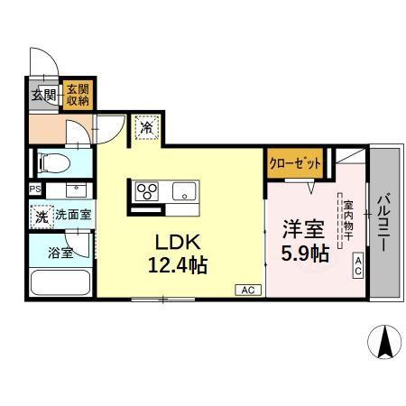 D-PRECIOUS深大寺東町(1LDK/3階)の間取り写真