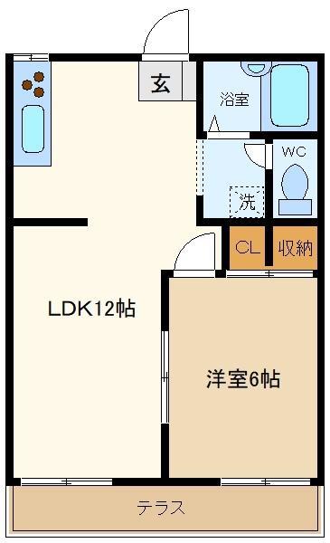 豊 ハイツ(1LDK/1階)の間取り写真