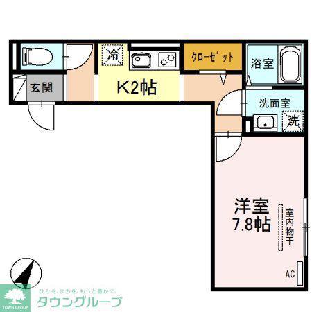 アブリール(1K/2階)の間取り写真