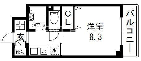 アビィロード(1K/6階)の間取り写真