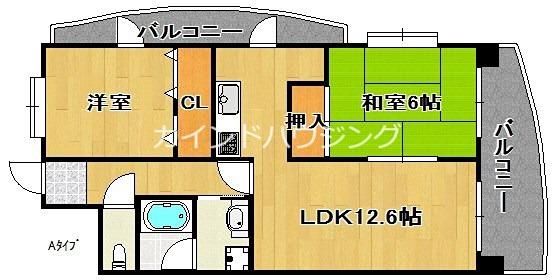 ペガサスII番館住之江(2LDK/4階)の間取り写真