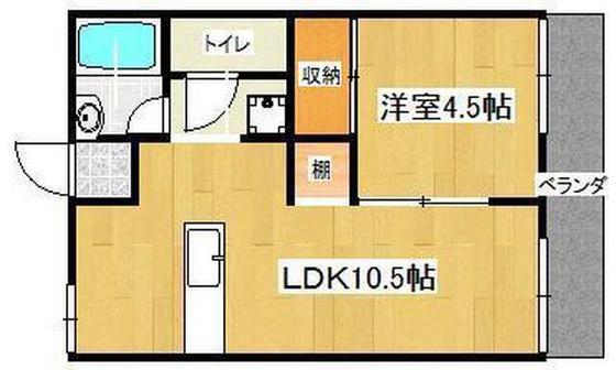 コーポ朝日 B棟(1LDK/1階)の間取り写真