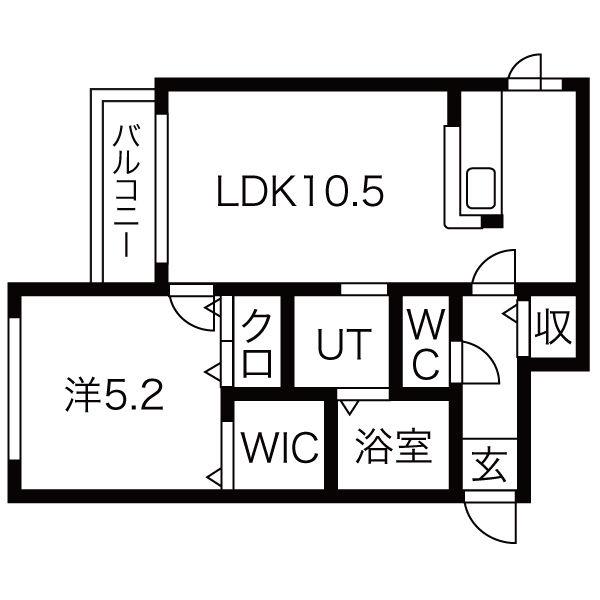 第12旭レジデンス(1LDK/3階)の間取り写真