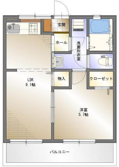 大谷マンション(1LDK/1階)の間取り写真